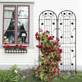 2 Pack Metal Garden Trellis 86.7" x 19.7" Rustproof Trellis for Climbing Plants Outdoor Flower Support Black